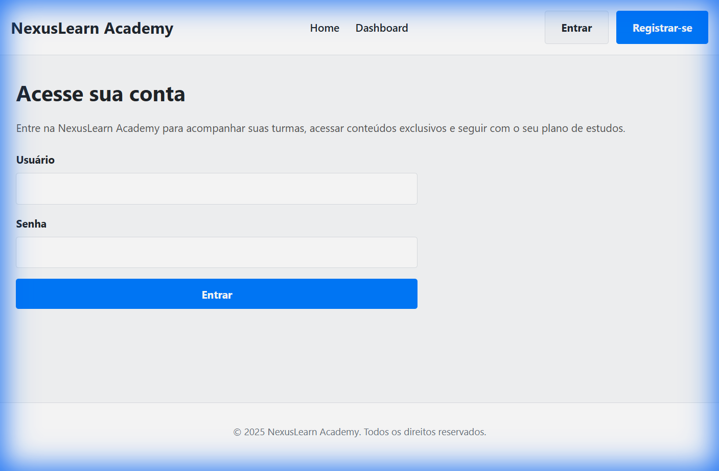 NexusLearn — tela de login