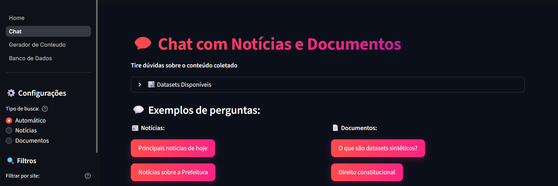 RAG — interface de chat